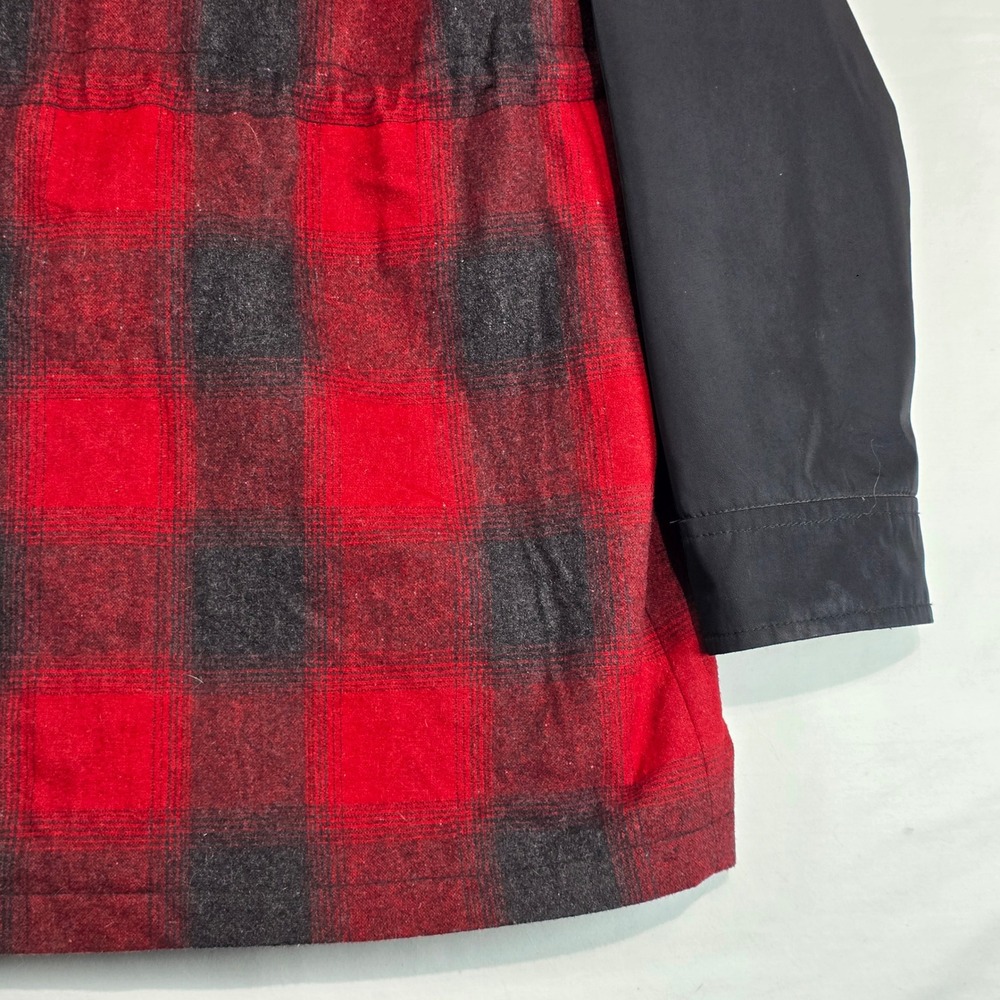 Pendleton Womens Red Black Buffalo Plaid Wool Blend Hooded Parka Jacket‎ Large - Picture 15 of 16